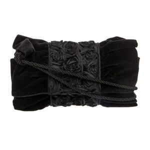 Fendi Black Velvet Rosette Evening Clutch